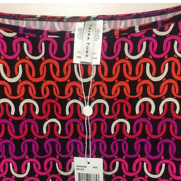 Trina Turk Womens LARGE Echo chain print swim Kimono Tunic cover up NEW - Picture 6 of 16